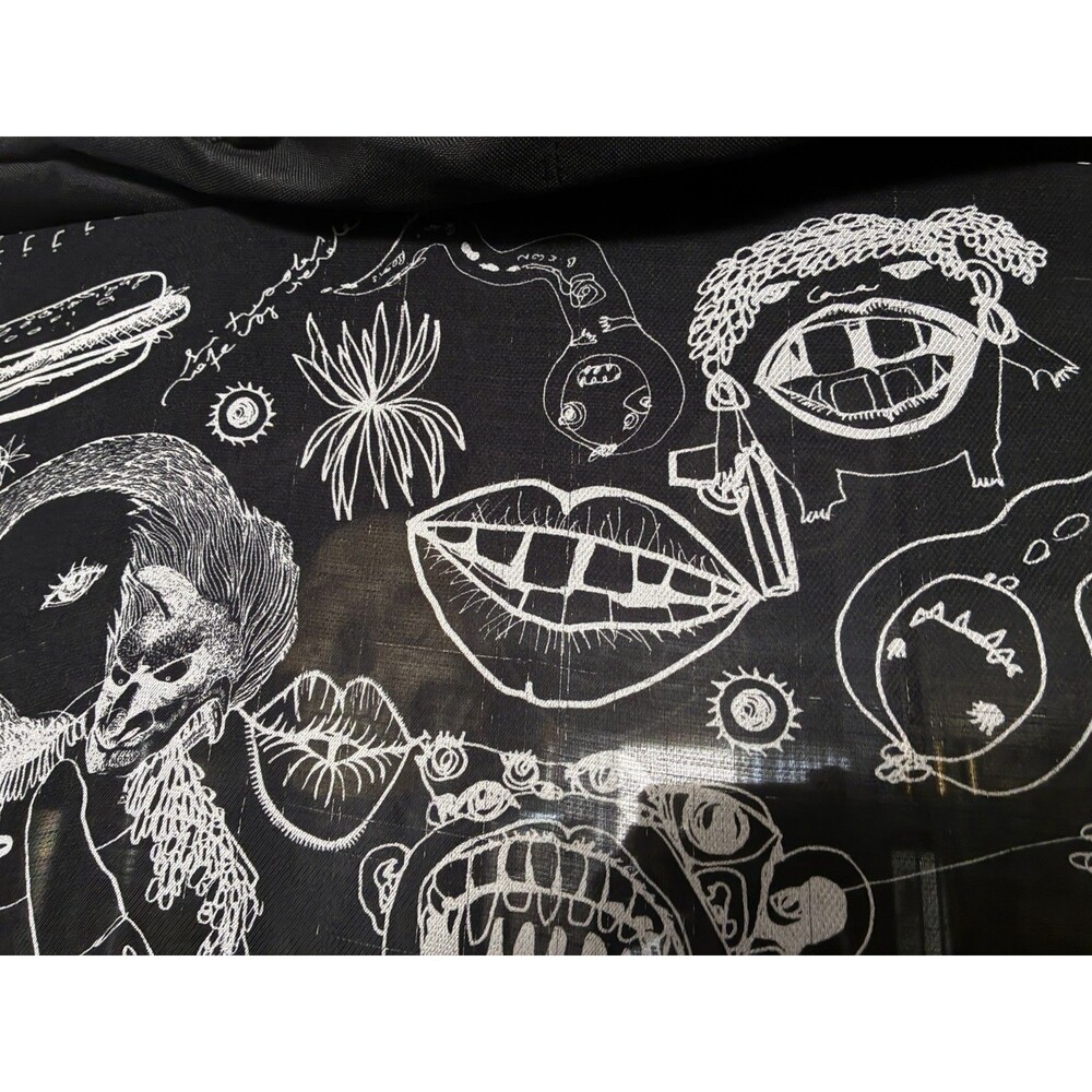 Phi Sheer Scarf Black Surrealist Horror Dark Art Print Oversize Goth Wrap 48x46 - Picture 9 of 10